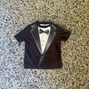 Tuxedo Print Halloween Costume Black and White Tee T-Shirt Baby Toddler 2T